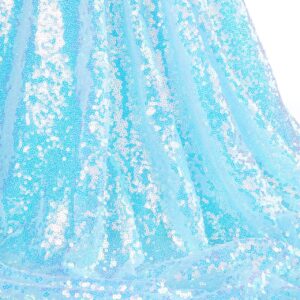 QueenDream Sequin Rectangular Table Cloth 60x102 Inch Blue Iridescent Sparkle Tablecloth Overlay for Wedding Birthday Baby Shower Bridal Outdoor Banquet Decoration