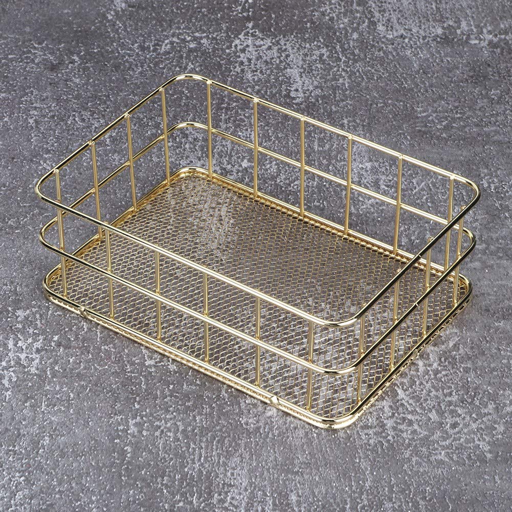 QANYEGN Storage Basket, ld Desktop Metal Storage Basket, Iron Grid Storage Tray, Net Basket Storage Bins for Home(Small Size)