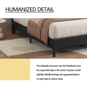 alazyhome Full Size Black Modern Upholstered Platform Bed Frame with Button Tufting Headboard Solid Wood Slats Support No Box Spring Needed Easy Assembly