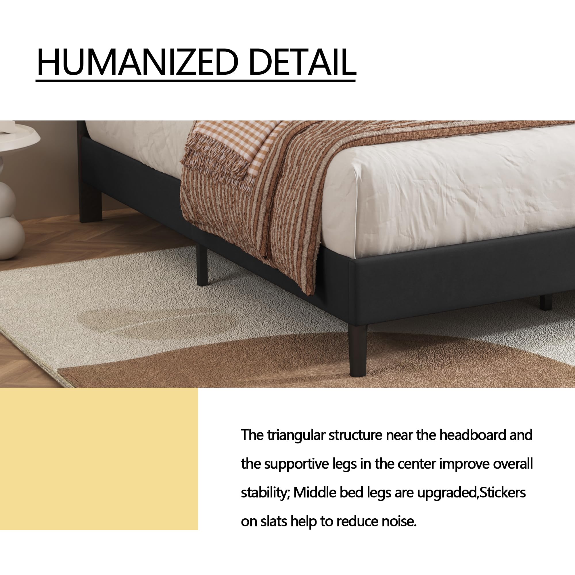 alazyhome Full Size Black Modern Upholstered Platform Bed Frame with Button Tufting Headboard Solid Wood Slats Support No Box Spring Needed Easy Assembly