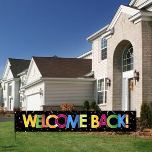 INNORU Large Welcome Back Backdrop Banner, Farewell Party Lawn Sign Banner, Welcome Back Yard Garden Banner, Retirement Party Indoor Outdoor Decor Supplies 9.8 * 1.6ft