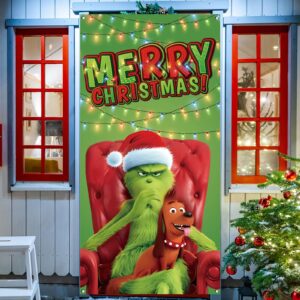 Christmas Door Cover Merry Christmas Font Porch Sign Winter New Year Xmas Christmas Decorations and Supplies for Home Party