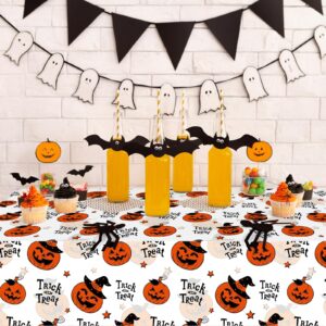 3 Pack Halloween Plastic Tablecloth Decorations, Trick or Treat Halloween Disposable Table Cloth, Halloween Pumpkin Rectangle Table Cover for Kids Indoor Halloween Party Decorations, 54 x 108 Inch