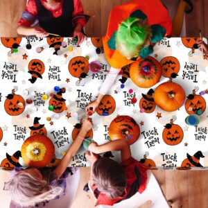 3 Pack Halloween Plastic Tablecloth Decorations, Trick or Treat Halloween Disposable Table Cloth, Halloween Pumpkin Rectangle Table Cover for Kids Indoor Halloween Party Decorations, 54 x 108 Inch