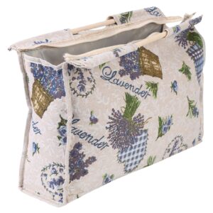 aunmas exquisite wood handle fabric, knitting basket knitting bag storage bag for knitting needles sewing tools (flower)