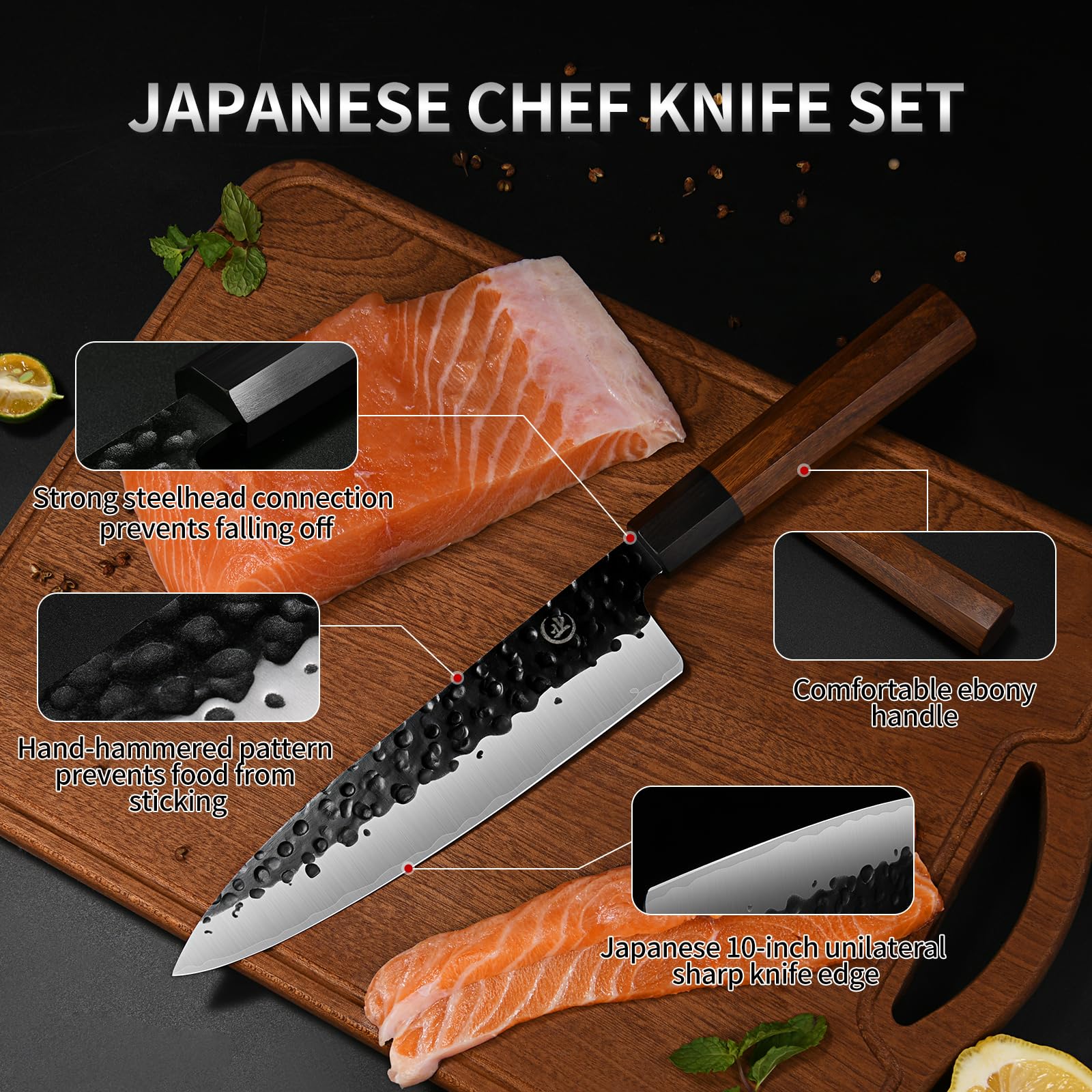 LIFVCNT Santoku Japanese Chef Knife Set, Hand Forged Kitchen Knife, 5 Layers 9CR18MOV High Carbon Chefs Knife Meat Sushi Knife, Japanese Knife with Rosewood Handle and Gift Box