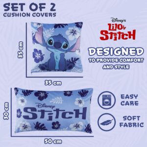 Disney Stitch Cushion Covers - Set of 2 Home Decor 50 x 30cm and 35 x 35cm Women Teenagers Kids Cushions - Stitch Gifts (Blue Stitch)