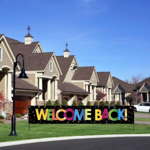 INNORU Large Welcome Back Backdrop Banner, Farewell Party Lawn Sign Banner, Welcome Back Yard Garden Banner, Retirement Party Indoor Outdoor Decor Supplies 9.8 * 1.6ft