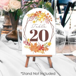 Big Dot of Happiness Fall Foliage Bride - Autumn Leaves Bridal Shower and Wedding Party Double-Sided 5 x 7 inches Cards - Table Numbers - 1-20