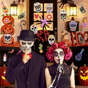 WhatSign Day of The Dead Decorations Halloween Cutouts Sugar Skull Decor Cutout Dia De Los Muertos Halloween Paper Decorations Cutouts Classroom Bulletin Board Halloween Day of The Dead Party Supplies