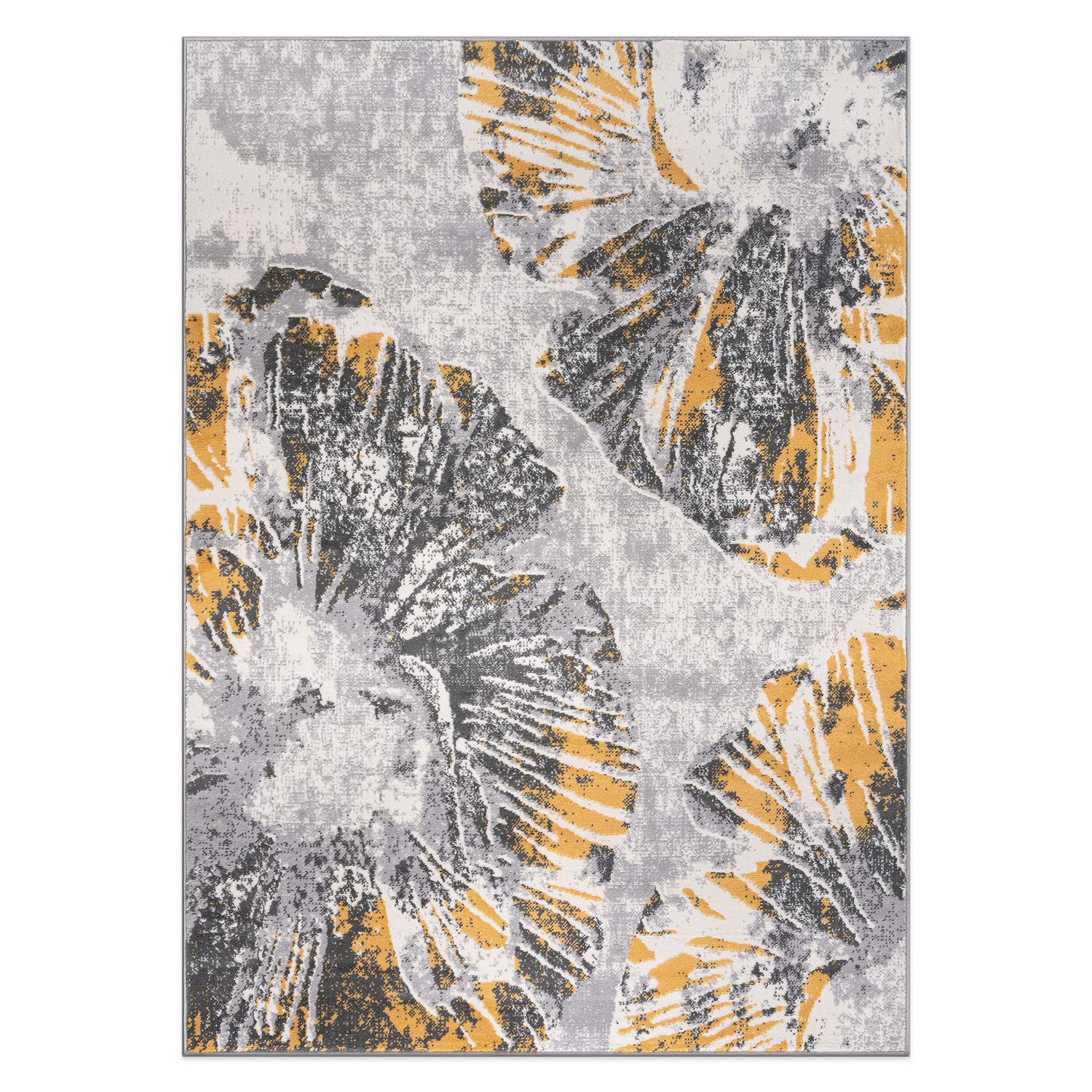 Rugshop Contemporary Floral Stain Resistant Soft Area Rug 5' x 7' Yellow