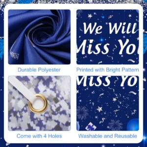 Blue Silver We Will Miss You Decorations Navy Blue We Will Miss You Door Cover Banner and 18pcs We Will Miss You Balloons for Men Women Retirement Graduation Going Away Farewell Party Decor Supplies