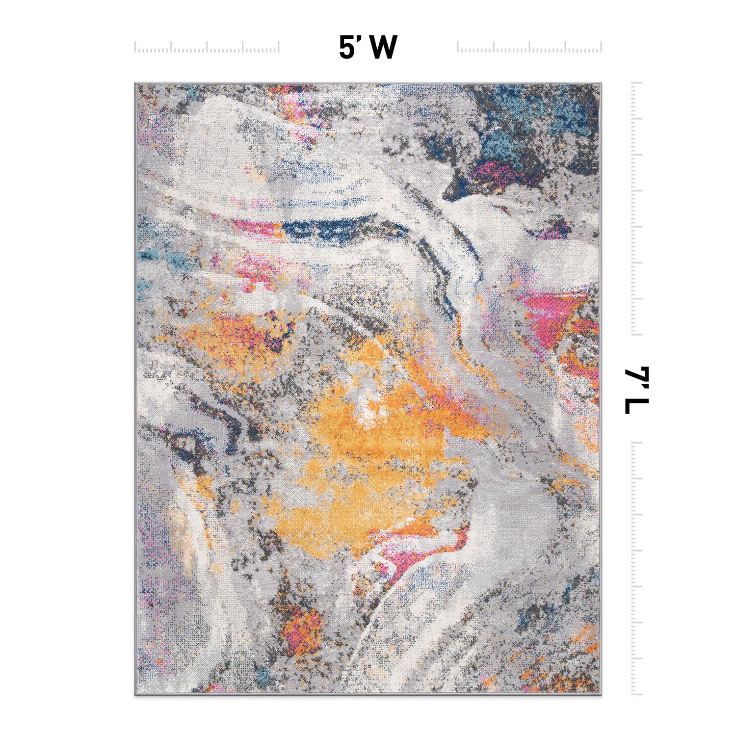 Rugshop Distressed Contemporary Abstract Watercolor Stain Resistant Soft Area Rug 5' x 7' Multi