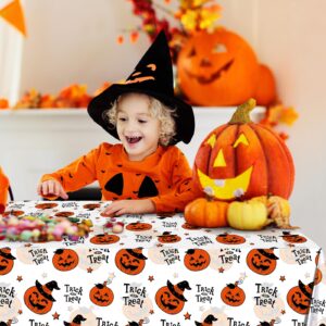 3 Pack Halloween Plastic Tablecloth Decorations, Trick or Treat Halloween Disposable Table Cloth, Halloween Pumpkin Rectangle Table Cover for Kids Indoor Halloween Party Decorations, 54 x 108 Inch