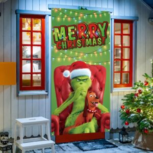 Christmas Door Cover Merry Christmas Font Porch Sign Winter New Year Xmas Christmas Decorations and Supplies for Home Party