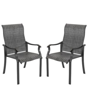 udpatio patio chairs set of 2, outdoor dining chairs high back with all weather breathable textilene, metal frame for lawn garden backyard deck, dark grey