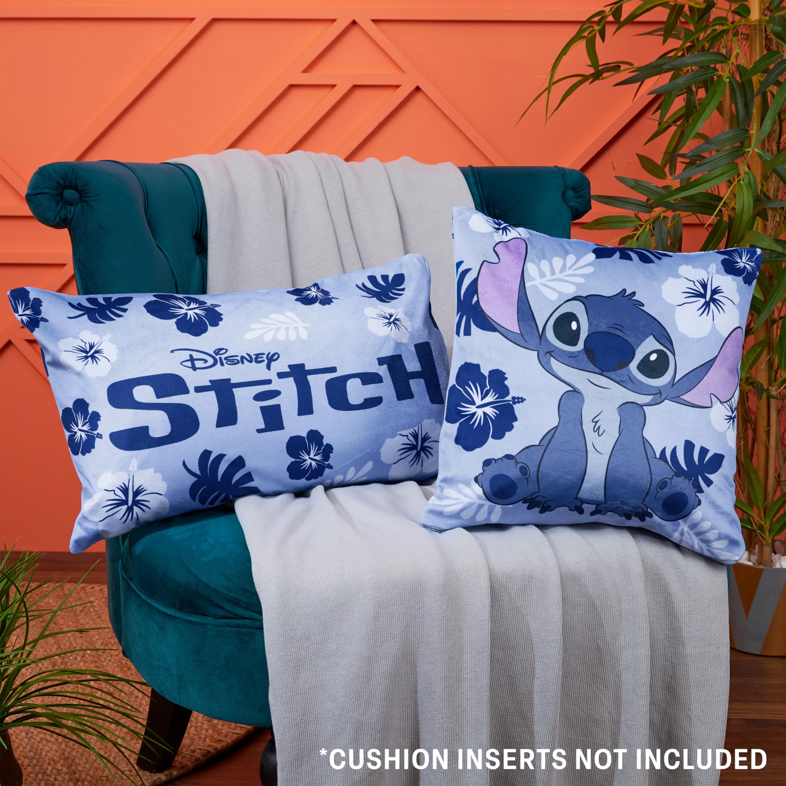 Disney Stitch Cushion Covers - Set of 2 Home Decor 50 x 30cm and 35 x 35cm Women Teenagers Kids Cushions - Stitch Gifts (Blue Stitch)