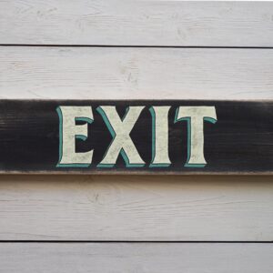 Wood Signs EXIT - Vintage Style Wooden Sign. Handmade Retro Home Gift Wooden Signs With Sayings 4x16 Inch