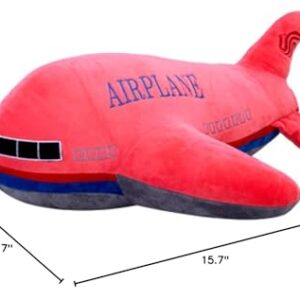 zxmbeddings 15.7" Airplane Plush Stuffed Aircraft Pillow Model Plane Toys,Gifts for Kids,Red