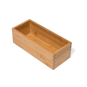 Lipper International Bamboo Wood Utensil Holder Storage Box for Cooking Tools, Makeup, or Office Supplies, 4" x 9 1/4" x 3"