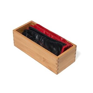 Lipper International Bamboo Wood Utensil Holder Storage Box for Cooking Tools, Makeup, or Office Supplies, 4" x 9 1/4" x 3"