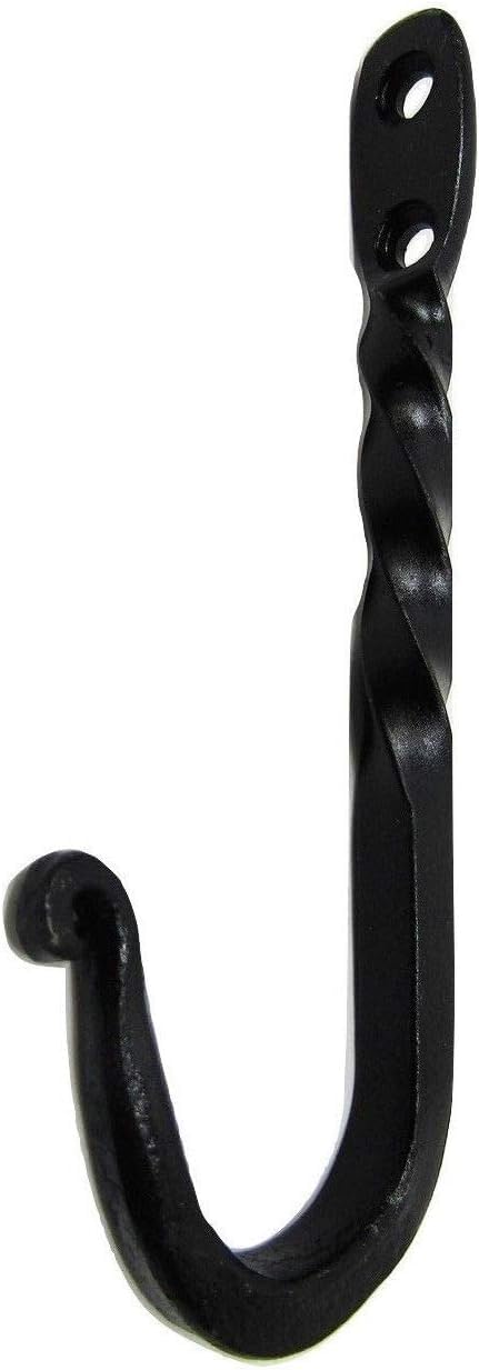 Black Antique Style Heavy Duty 5" Wrought Iron Forged Colonial Twisted Coat Hook