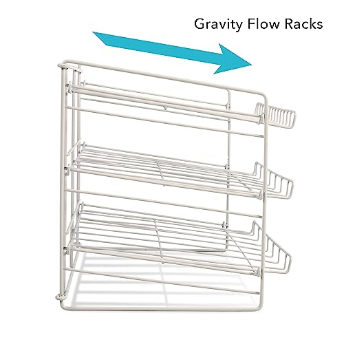 Atlantic Gravity-Fed Compact Single Can Rack - Kitchen Organizer, Durable Steel Construction, 3-level storage capacity, fits most pantries, PN 1002N in galvanized steel (Updated)