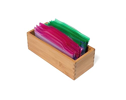 Lipper International Bamboo Wood Utensil Holder Storage Box for Cooking Tools, Makeup, or Office Supplies, 4" x 9 1/4" x 3"