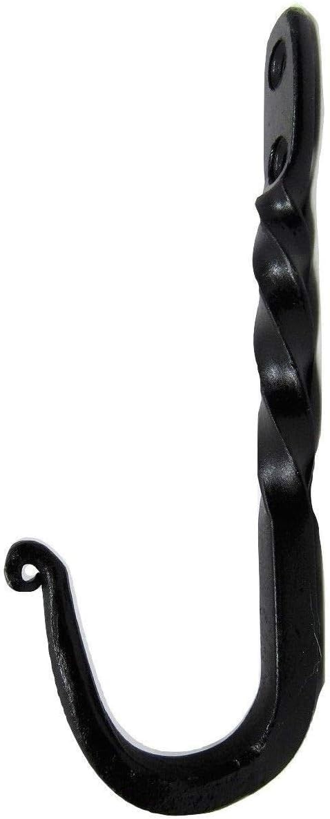 Black Antique Style Heavy Duty 5" Wrought Iron Forged Colonial Twisted Coat Hook