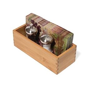 Lipper International Bamboo Wood Utensil Holder Storage Box for Cooking Tools, Makeup, or Office Supplies, 4" x 9 1/4" x 3"