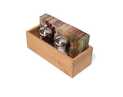 Lipper International Bamboo Wood Utensil Holder Storage Box for Cooking Tools, Makeup, or Office Supplies, 4" x 9 1/4" x 3"