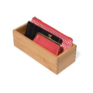 Lipper International Bamboo Wood Utensil Holder Storage Box for Cooking Tools, Makeup, or Office Supplies, 4" x 9 1/4" x 3"