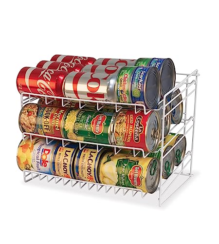 Atlantic Gravity-Fed Compact Single Can Rack - Kitchen Organizer, Durable Steel Construction, 3-level storage capacity, fits most pantries, PN 1002N in galvanized steel (Updated)