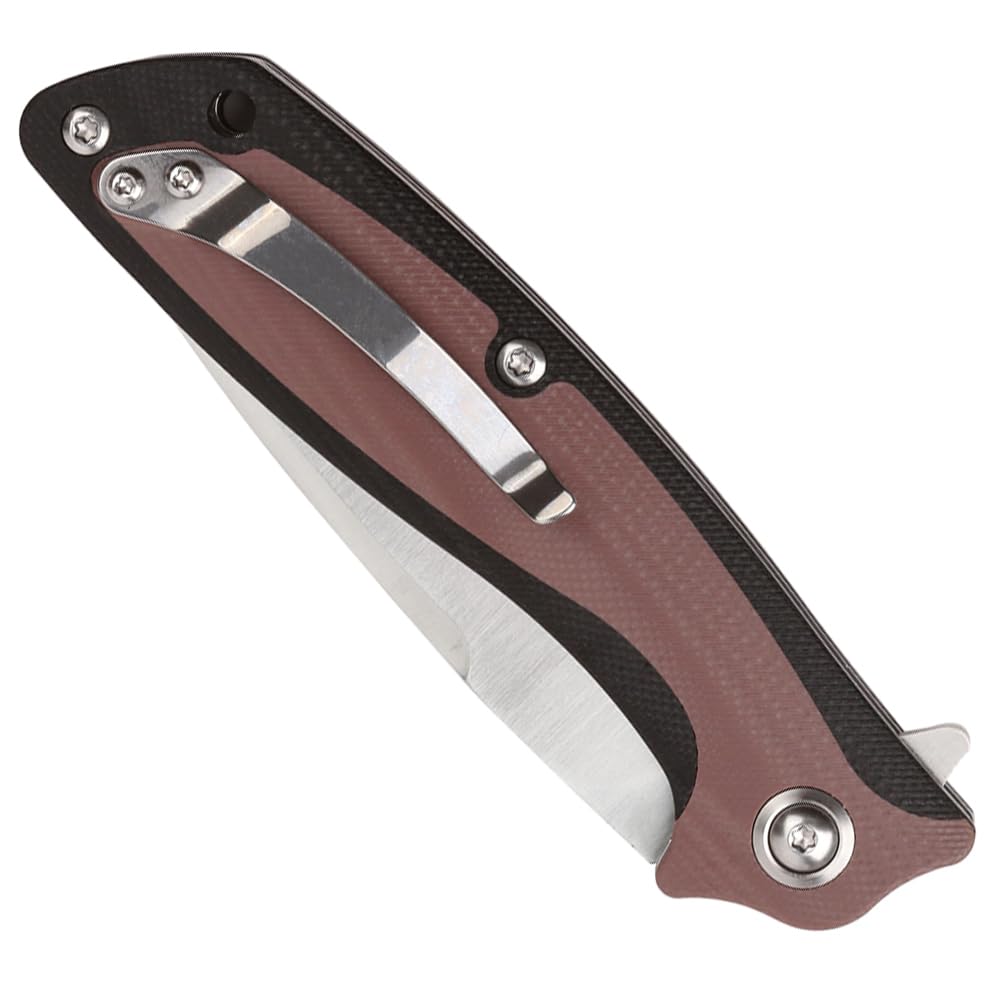 Cool Hand EDC Folding Knife with Clip, 4.6" Closed Ball Bearing Flipper Pocket Knives with Liner Lock, D2 Blade with Two-tone Micarta Handle