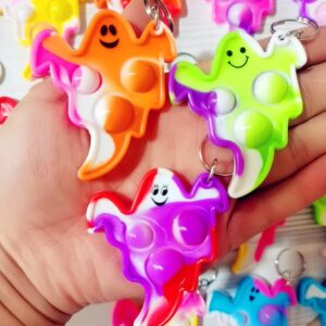 HOZKEAP 24 Packs Bulk Halloween ghost Fidget Bubble Mini Pop Keychain，Small Birthday Party Favors Supplies and Student Prizes