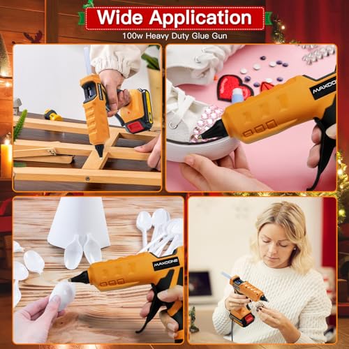 Cordless Hot Glue Gun 100W for dewalt 20V Battery Handheld Wireless Power Glue Gun Full Size with 12pcs Glue Sticks(0.43") for Art DIY Craft Home Repair School(Battery Not Included)