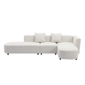 DREAMODERN Beige Curved Sofa Couch with Chaise Lounge, Modern Sectional Sofa L Shaped Couch Upholstery Modular Sofa with Pillow for Living Room - Beige