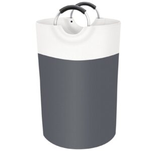 foldable laundry basket,household large capacity aluminum handle storage round storage bucket dirty clothes hamper washing bin clothes bag (b)