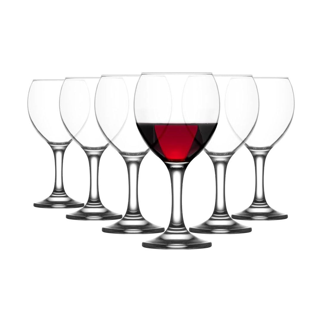 SECEN LONDON Wine Glass 6 PCS, 365 cc, Venezia Collection, 365 CC, Glasses Drinking Wedding Gift Set,Small Wine Glasses, Sturdy Wine Glasses, Perfect for Home,Parties and Restaurants