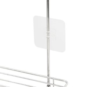 Antrader Hanging Shower Rack,Shower Caddy Hanging,Hung on the Faucet or the Door,the Back Hook Can be Rotated,No Drilling,304 Stainless Steel,Single Layer Shelf