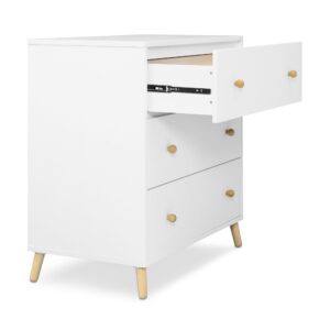 Delta Children Essex 3 Drawer Dresser with Interlocking Drawers, Bianca White/Natural