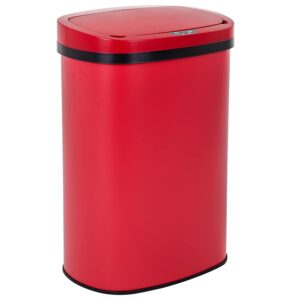 bstophkl 13 gallon touchless trash can for kitchen, automatic garbage cans stainless steel 50 liter waste bin（red）