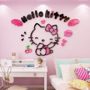 3D Acrylic Cartoon cat Wall Decoration Sticker for Baby Room, Bedroom, Game Room, etc. (Variation A) (XXL - 1200 x 803 mm)