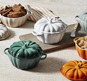 Le Creuset Stoneware Figural Pumpkin Petite Cocotte, 12 oz., Persimmon