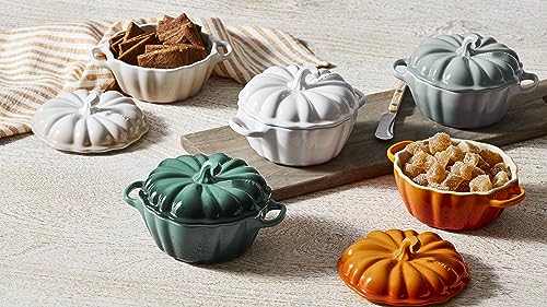 Le Creuset Stoneware Figural Pumpkin Petite Cocotte, 12 oz., Persimmon