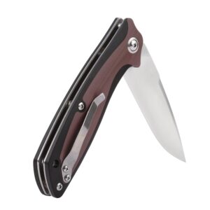 Cool Hand EDC Folding Knife with Clip, 4.6" Closed Ball Bearing Flipper Pocket Knives with Liner Lock, D2 Blade with Two-tone Micarta Handle