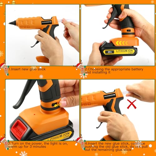 Cordless Hot Glue Gun 100W for dewalt 20V Battery Handheld Wireless Power Glue Gun Full Size with 12pcs Glue Sticks(0.43") for Art DIY Craft Home Repair School(Battery Not Included)