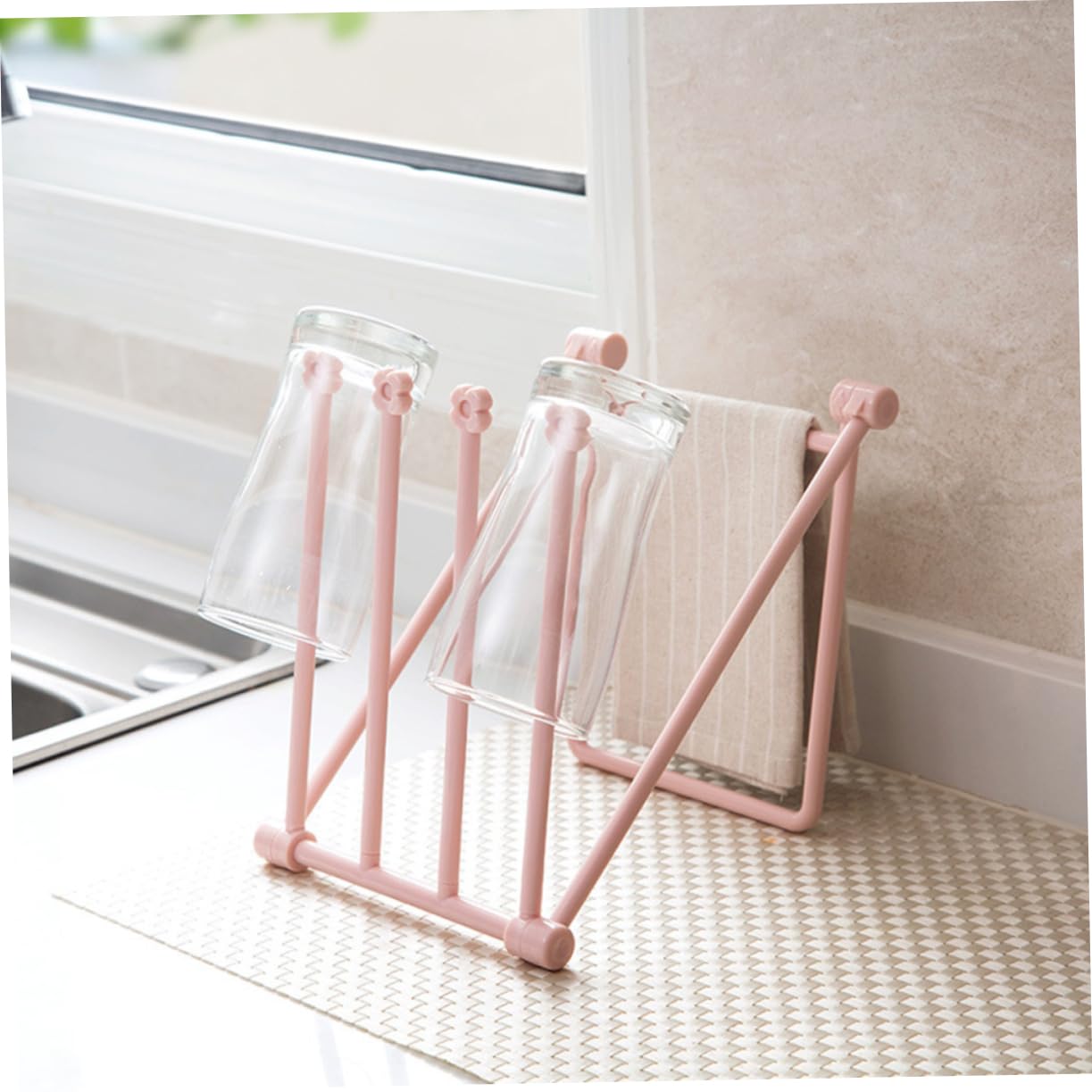 3pcs Cup Rack Vertical Towel Rack Foldable Towel Holder Kitchen Cloth Rack