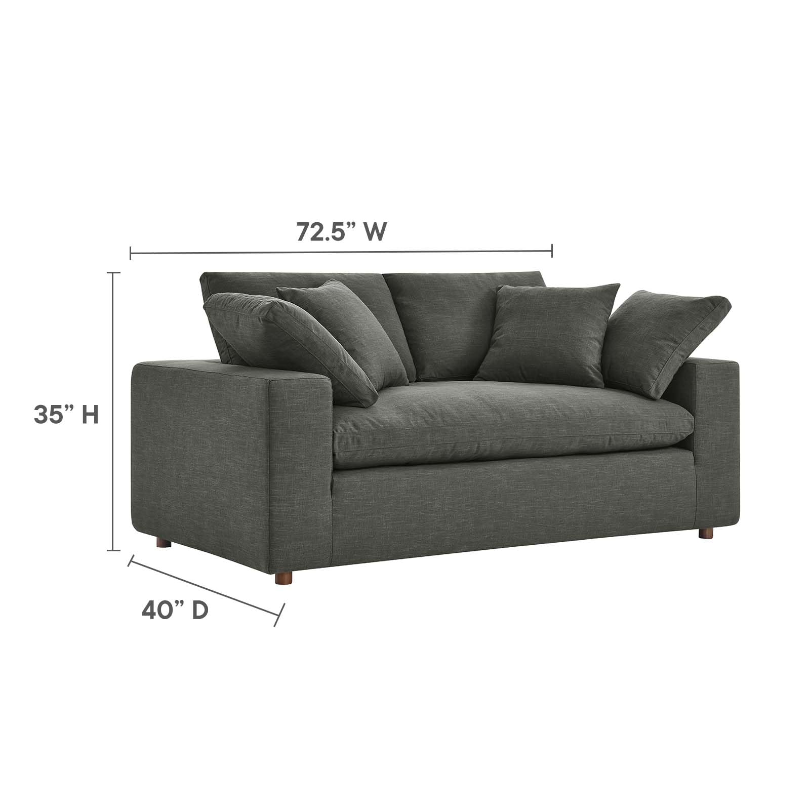 Modway EEI-4859-GRY Commix Down Filled Overstuffed Loveseat, Gray