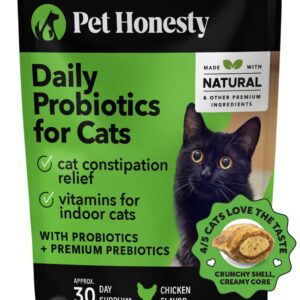 Pet Honesty Cat Probiotics Gut + Immune Health Chews - Cat Digestive Health, Cat Vitamins Supports Gut Health, Immunity Health, Healthy Digestion + Cat Constipation Relief - Chicken (30-Day Supply)